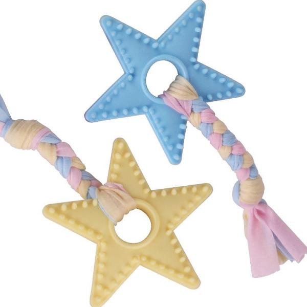 Зуба моляра тренировки укуса игрушки звезды любимца веревочки хлопка Chewers TPR игрушка устойчивого очищая