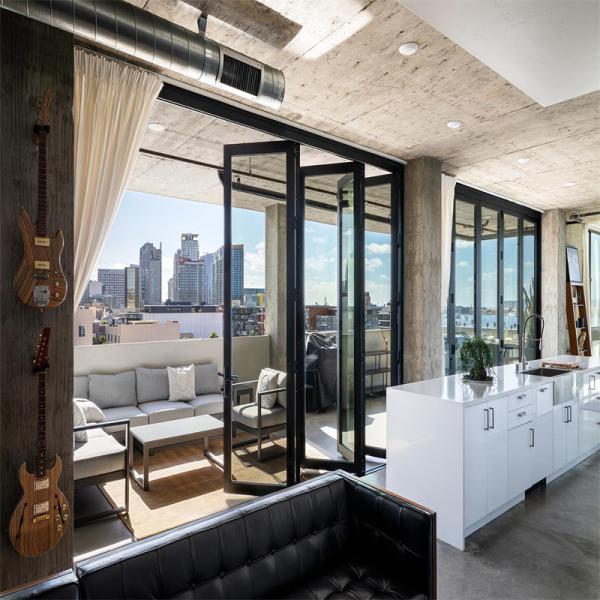 Enhanced Energy Efficiency Aluminum Alloy Bifold Waterproof Doors With Stainless Steel