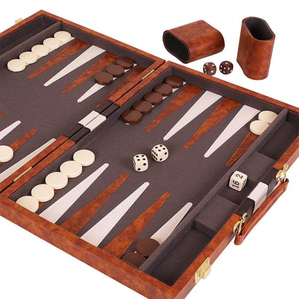 PU Leather Game Boxes Leather Case Backgammon Set 15inch 17inch 19inch 21inch