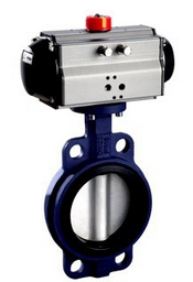 DN65 Soft Seal Centerline Butterfly Valves Wafer Type With Pneumatic Actuator
