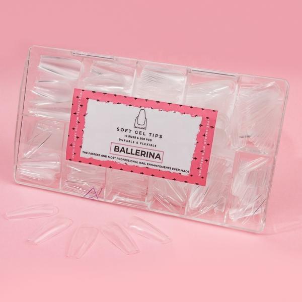SAGALAGA Soft Gel Nail Extension Tips Almond Custom Logo Label Clear Nail Tips With Glue Gel Tips for Press on Nails Design style French