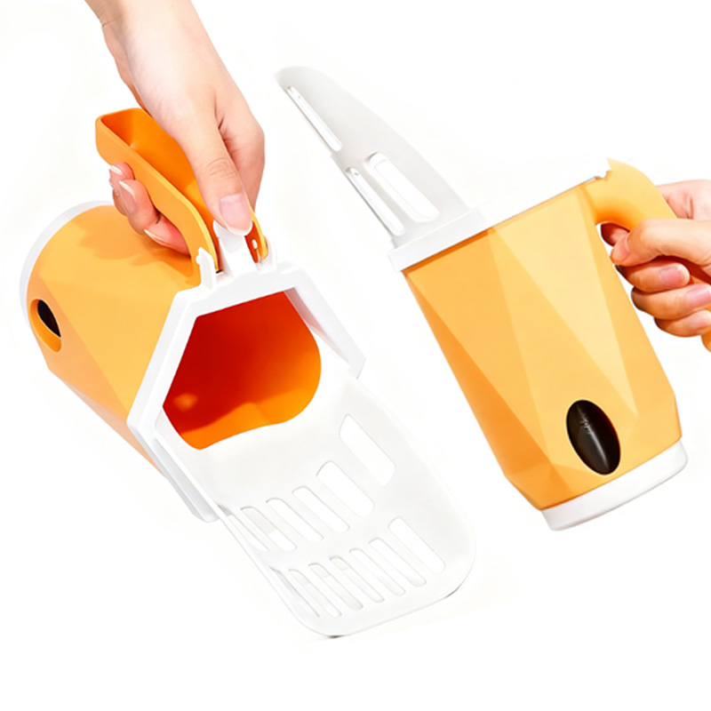 Large Capacity Waste Tank Cat Poop Scoop Cleaning Waste Plastic Quick Cat Litter Scoop All-In-One Cat Litter Scoop Set