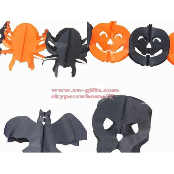 New Paper Chain Garland Decorations Pumpkin Bat Ghost Spider Skull Shape Halloween Decor Garland Decor