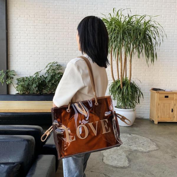 Summer Transparent Jelly Bag Female Large Capacity All-Match Single Shoulder Bag Texture Portable Commuter Tote Bag