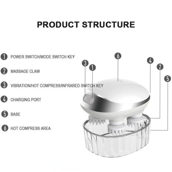 White ABS Plastic Electric Relaxation Massager Vibrating Hair Scalp Massage Machine OEM