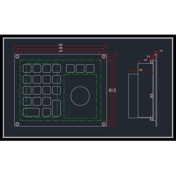 Клавиатура цифров компьютера промышленная с интерфейсом USB трекбола