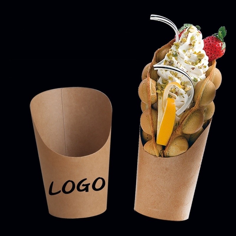 Double Corrugated Paper Cup Eco Friendly 14oz / 16oz Kraft Fast Food Box for Takeaway