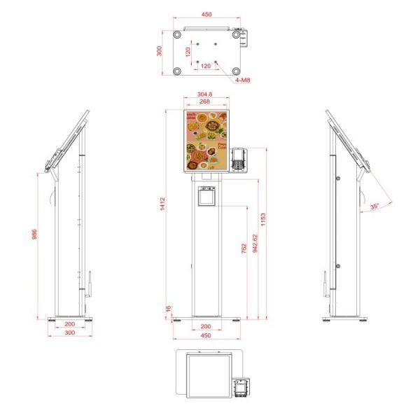 21.5 Inch Hotel Fast Food Self Serve Ordering Kiosk With Printer Qr Code Scanner Self Service Payment Kiosks
