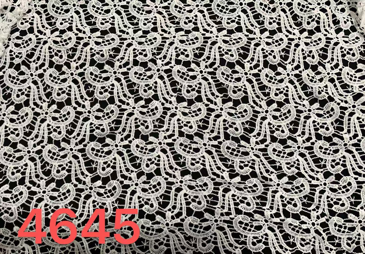 White Milk Yarn Water‑Soluble Embroidery Fabric,Geometric Floral Hollow  Lace Fabric Hollow Embroidery for Dress & Wedding