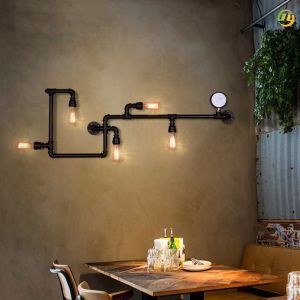 Промышленная чугунная декоративная лампа стены E27 трубы водопровода для ретро просторной квартиры