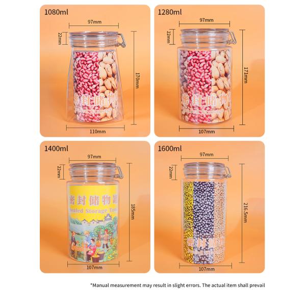 Food Grade PET Sealed Storage Jar Clear Plastic Cylinder For Dried Food Tangerine Peel Tea Nuts
