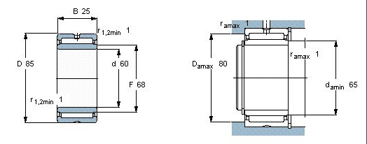 OPEN Seals Half Cut Type Needle Roller Bearing NA5911 in Chrome Steel material