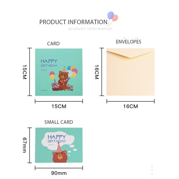 Лазер отрезал именниный пирог медведя мультфильма поздравительных открыток попа подарка 3d