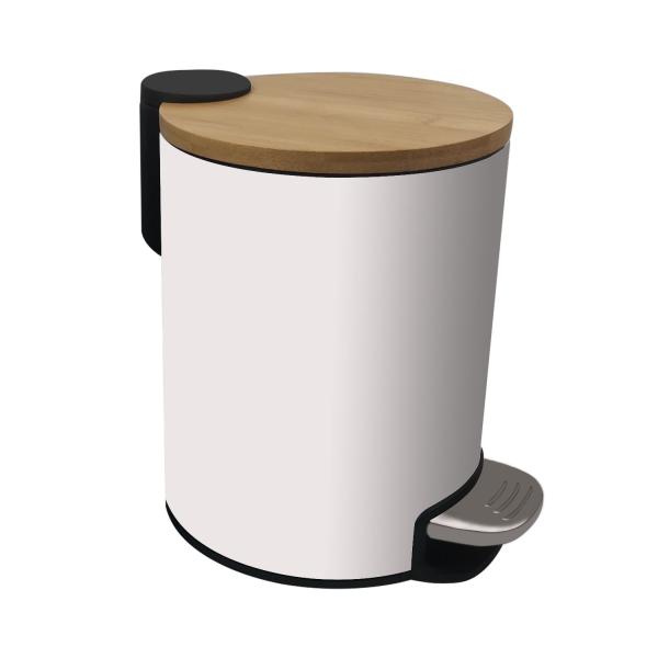3L 5L Metal Round Garbage Pedal Bin with Bamboo Lid