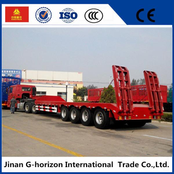 40T 4 Axle Flat Low Bed Semi Trailer / Lowboy Semi Trailer CCC Certification