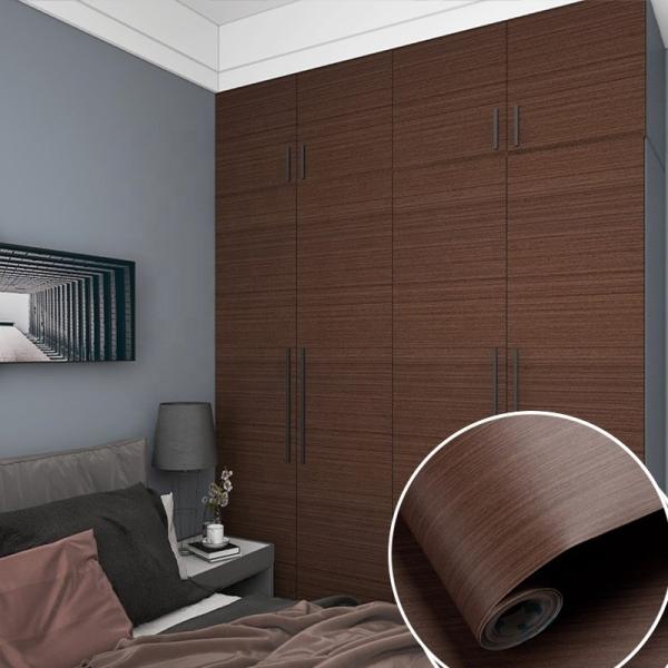 100M Roll Grey Wood Grain Wallpaper PVC Peel And Stick Wood Grain Wallpaper