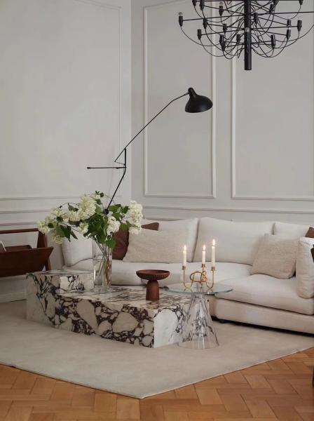 Art Combination Coffee Table in Bvlgari Purple Marble | Elegant Centerpiece