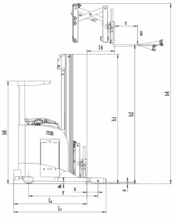 Single Scissor Sit Down Reach Truck Forklift 1.8 Ton Capacity High Speed Lifting
