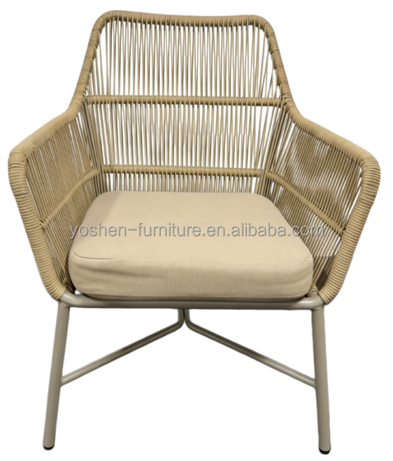 Cozy Modern Rattan Chair with Cushion & Metal Frame for Balcony Deck Garden Patio