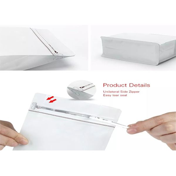 140x325x95mm 8 Side Sealing White Zipper Pouch 1kg Coffee Without Valve