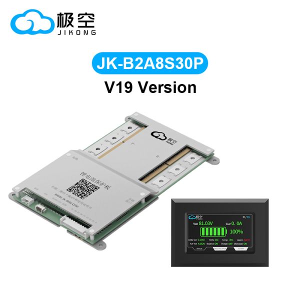 Jk Smart Active BMS 4s8s Jk-B1a8s10p Jk-B1a8s20p Jk-Qb2a8s20p Jk-B2a8s30p Terminal Ring Lug 2.5/4.3 Inches Display on off Switch