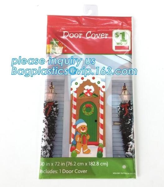 Promotional custom printing plastic door cover PE christmas door/window/wall covers door poster,indoor & outdoor door po