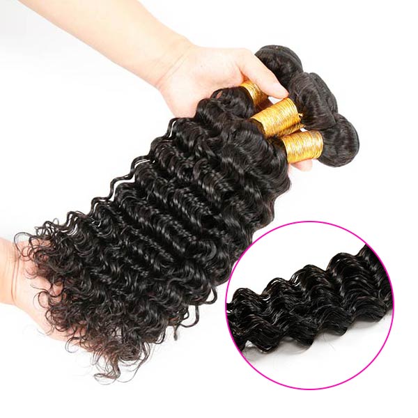 Natural Black Virgin Brazilian Hair Extensions , 4 Bundles Of Brazilian Hair