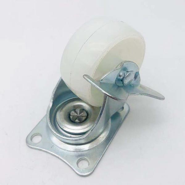 3 Inch 75mm White PP Wheel Plain Bearing Swivel Plate Locked Caster