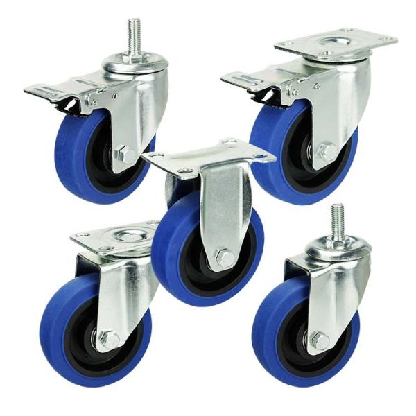 les roulettes à usage moyen TPR de chariot verrouillable tranquille à 4In avec M12x30mm ont fileté la tige