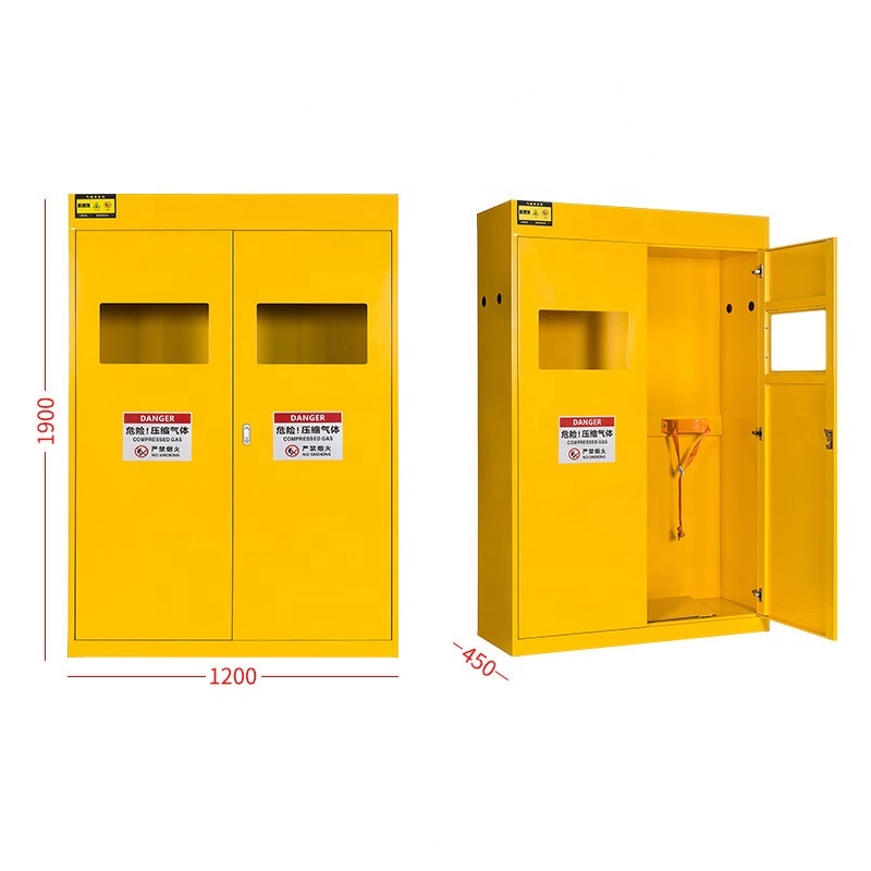 Yellow Flammable Gas Cylinder Storage Cabinet Explosion Proof Corrosion Proof Cylinder Safety Cabinet