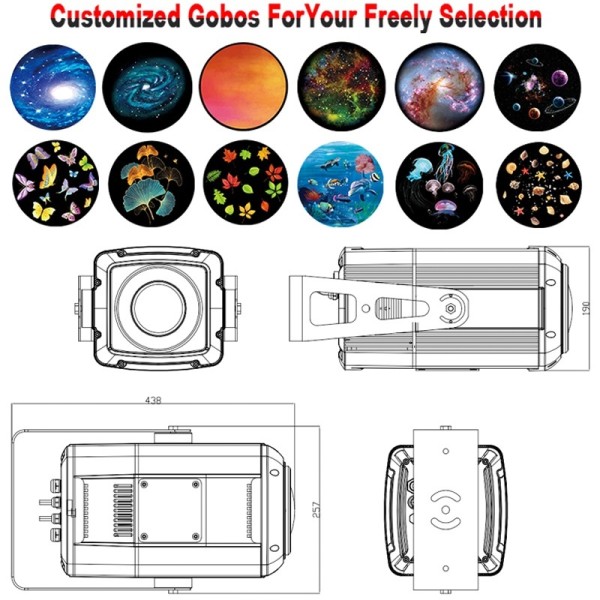 100W Outdoor LED Projection Light Ripple Floating Effect Garden Zoom Light