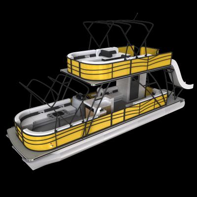 Double Decker Pontoon Boat with Trailer Included, Motor, and Plush Seating for Ultimate Comfort