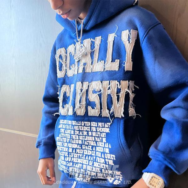 Des chaussons à capuche brodés et personnalisés pour hommes, des chaussons à capuche anti-rides.