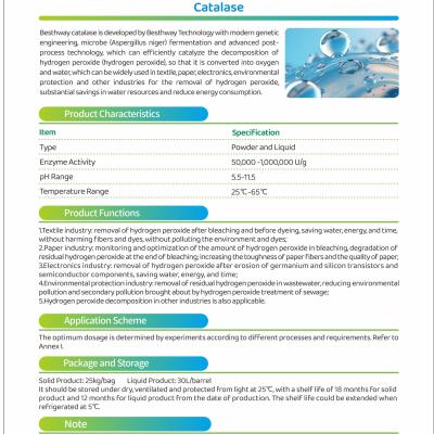 Catalase solúvel em água para um desempenho óptimo na faixa de pH 5,5-11.5