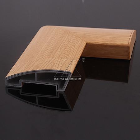 Ajustable Aluminium Handrail Profiles OEM Customize Length Light Wood Grain Finish