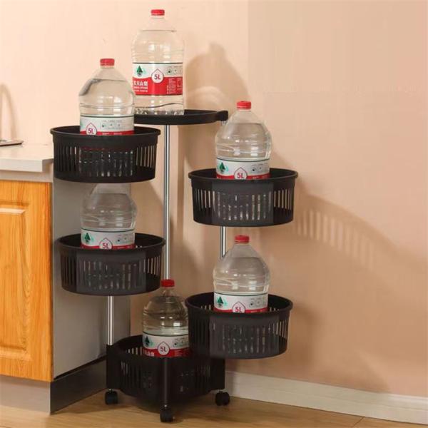 Non-folding Rack Rotating Vegetable Shelving for Sustainable Kitchen Floor Storage