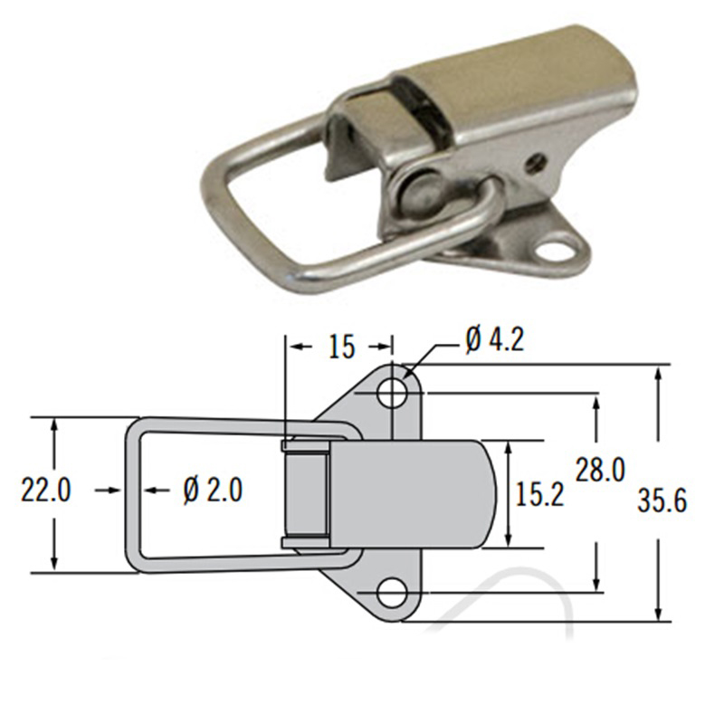 Защелка притяжки нержавеющей стали TL на Toolbox 37x19x12mm