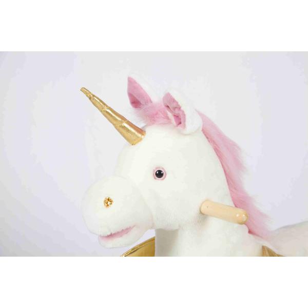White Toddler Wooden Toys Rocking Horse Unicorn For High Rack Stuffed Animal Seat