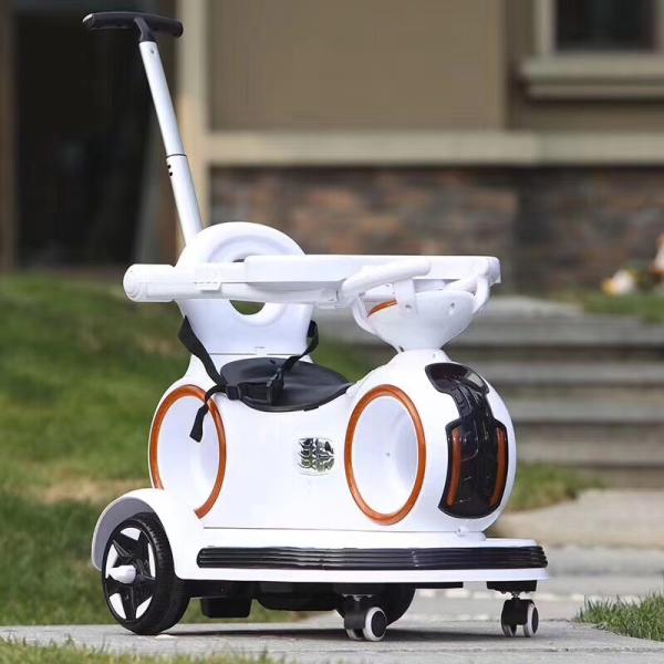 Carro eléctrico para niños con manija retráctil y luces coloridas