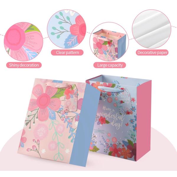 Custom Color Accepted Fashion Flower Printing Fancy Shopping Paper Bags For Presents