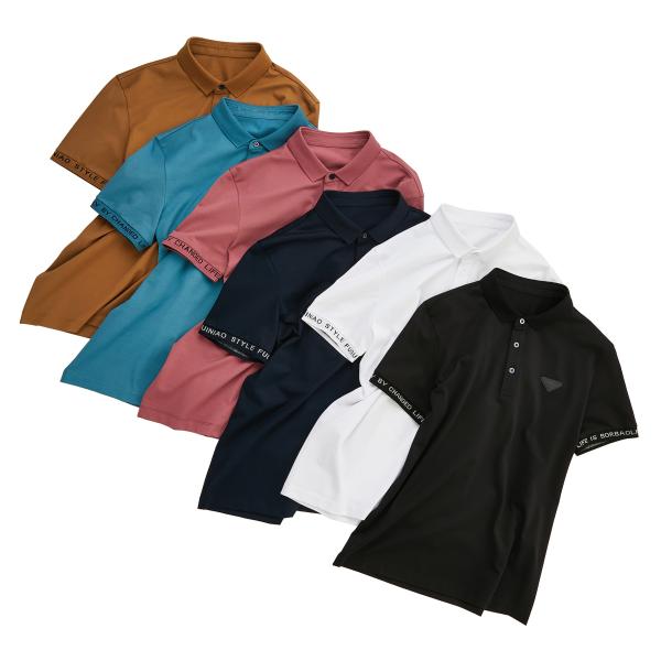 170-210 gramas camisas de polo de golfe masculino com tecido de malha de impressão em bordado