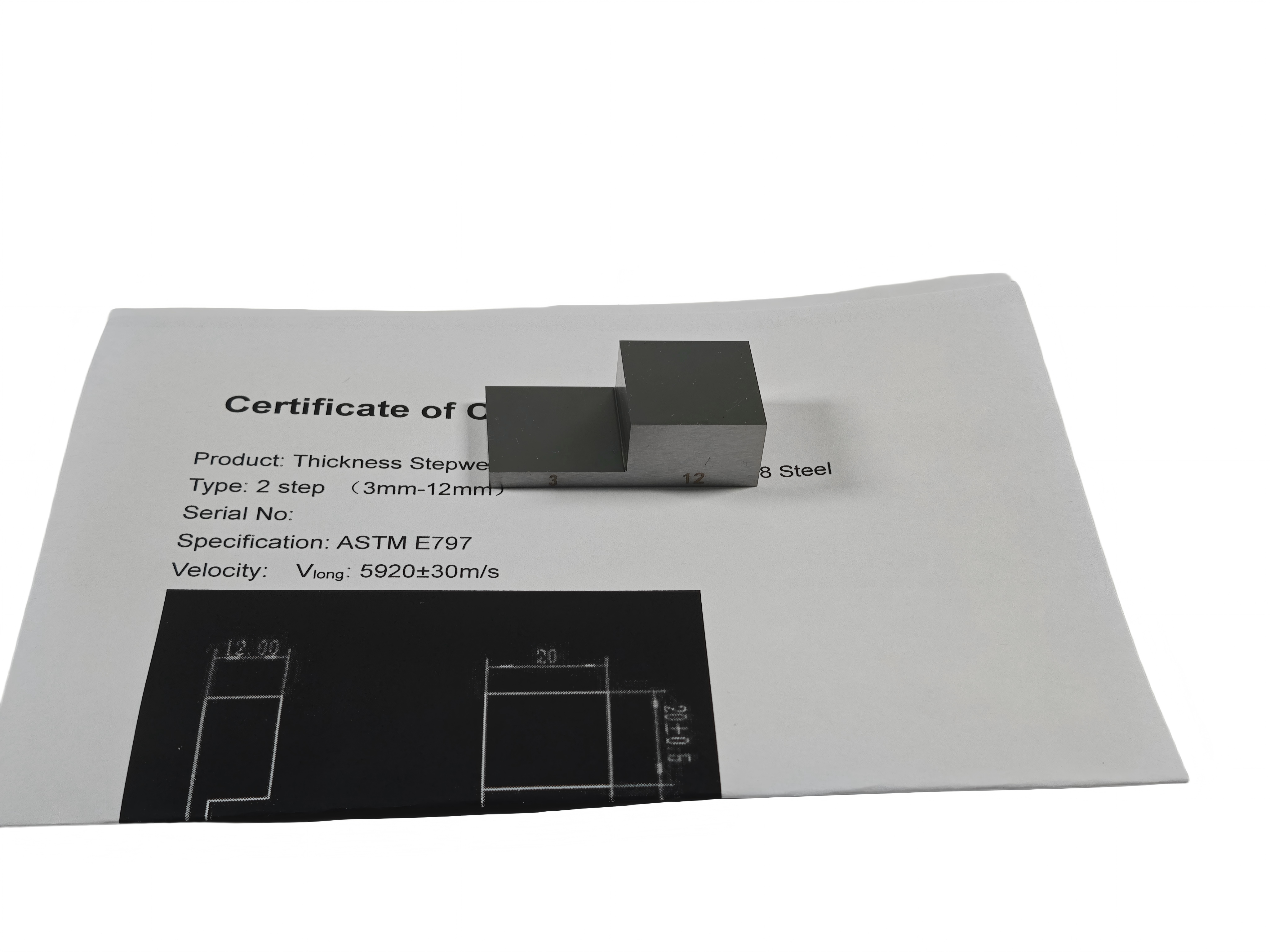 2 Step Test calibration Block 3-12mm 1018 Carbon Steel