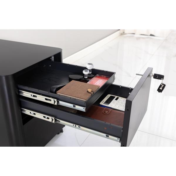 Muebles de oficinas de 2 cajones del gabinete móvil negro del pedestal con la bandeja del lápiz