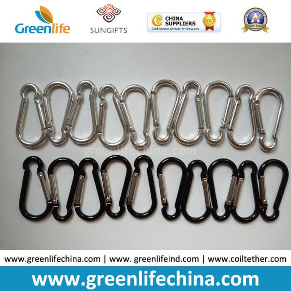 Alumium Gourd Shape Silver/Black Carabiner Hooks 6CM Length