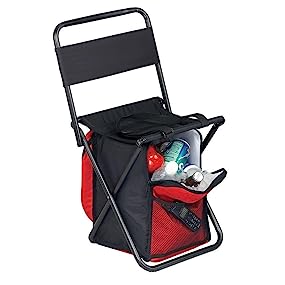 Folding Stool Backpack Insulated Cooler Bag, Collapsible Camping Hunting Fishing Multifunction Chair Front Pocket