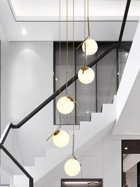 Long Pendant Lamp Modern Nordic Spiral Stair Hanging Light Dining Living Room Hotel Chandelier（WH-NC-69)