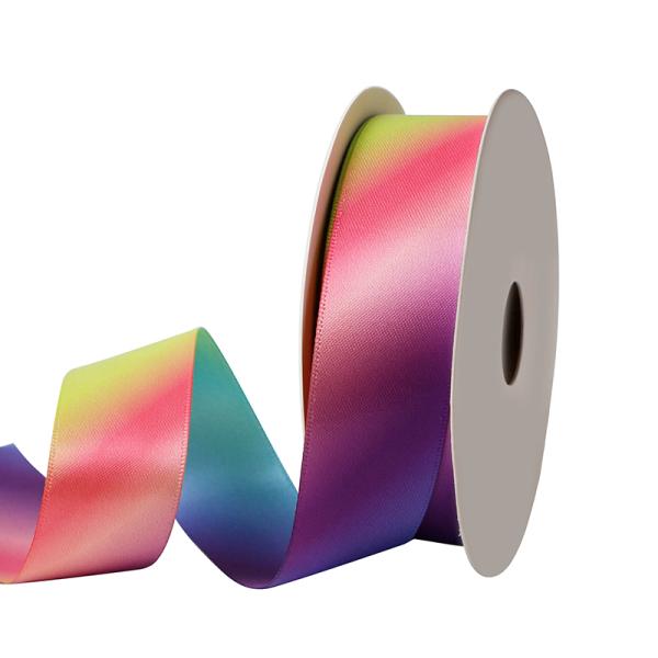 Custom Rainbow Gradient Double Face Satin Ribbon for Personalized Branding