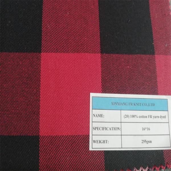 100 Cotton FRC Woven Plaid Fabric Fire Resistance Yarn Dyed 255gsm