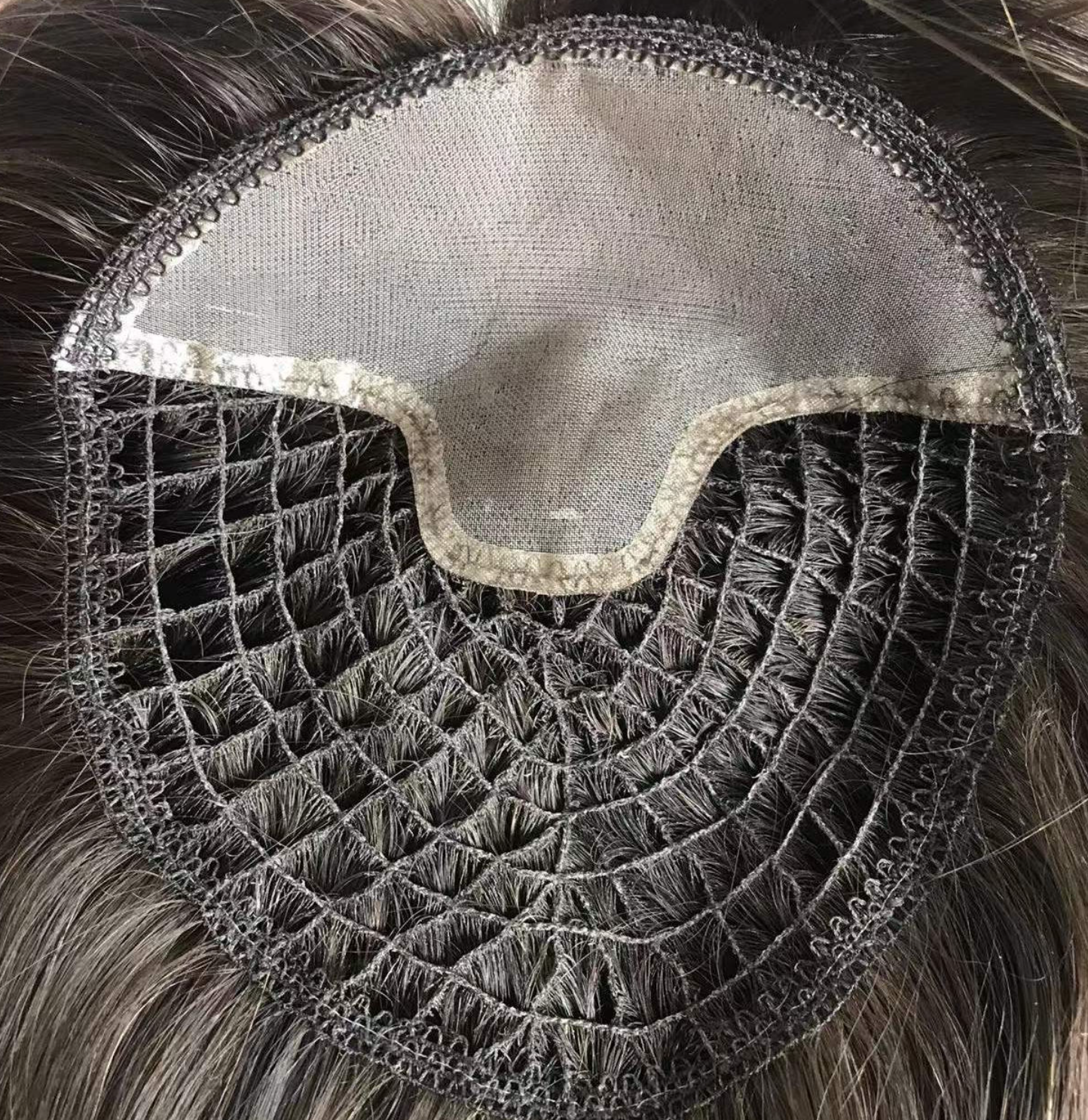 High Quality Natural Long Brown Integration Fishnet Base Virgin Multi Parting Hand Tied Human Hair Topper For Woman