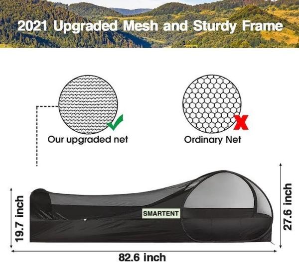 82.6*27.6*19.7 polegadas Negro Fácil Pop Up Camping Tents com piso à prova d'água Fibra de vidro Pole Carry Bag para 1 pessoa
